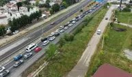 İstanbul-Tekirdağ kara yolunda trafik yoğunluğu