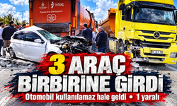 3 aracın karıştığı kazada otomobil kullanılamaz hale geldi: 1 yaralı