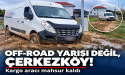 Off-Road yarışı değil, Çerkezköy, Ambardere’de yağmur yolu çamura çevirdi: Kargo aracı mahsur kaldı