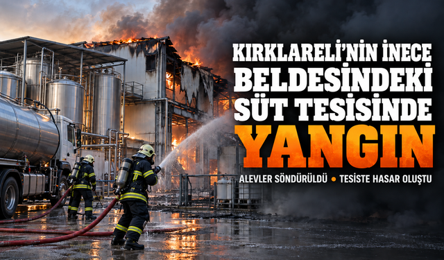 Kırklareli'nin İnece beldesindeki süt tesisinde yangın