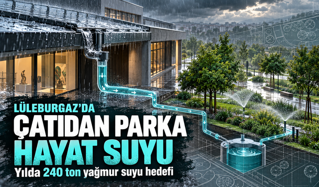 Lüleburgaz'da çatıdan parka hayat suyu