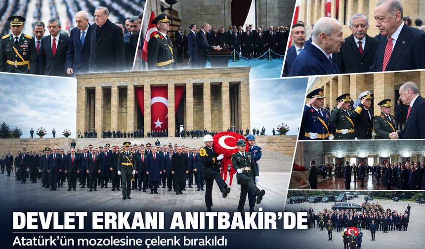 Devlet erkanı Anıtkabir'de! Atatürk'ün mozolesine çelenk bırakıldı
