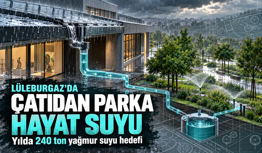 Lüleburgaz'da çatıdan parka hayat suyu