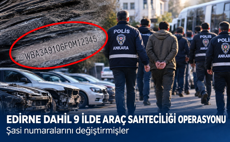 Edirne dahil 9 ilde araç sahteciliği operasyonu! Şasi numaralarını değiştirmişler