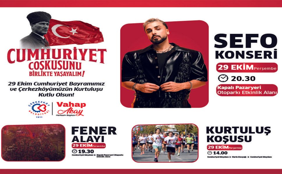 Çerkezköy Belediyesi 29 Ekim Cumhuriyet Bayramı tanıtım ilanı