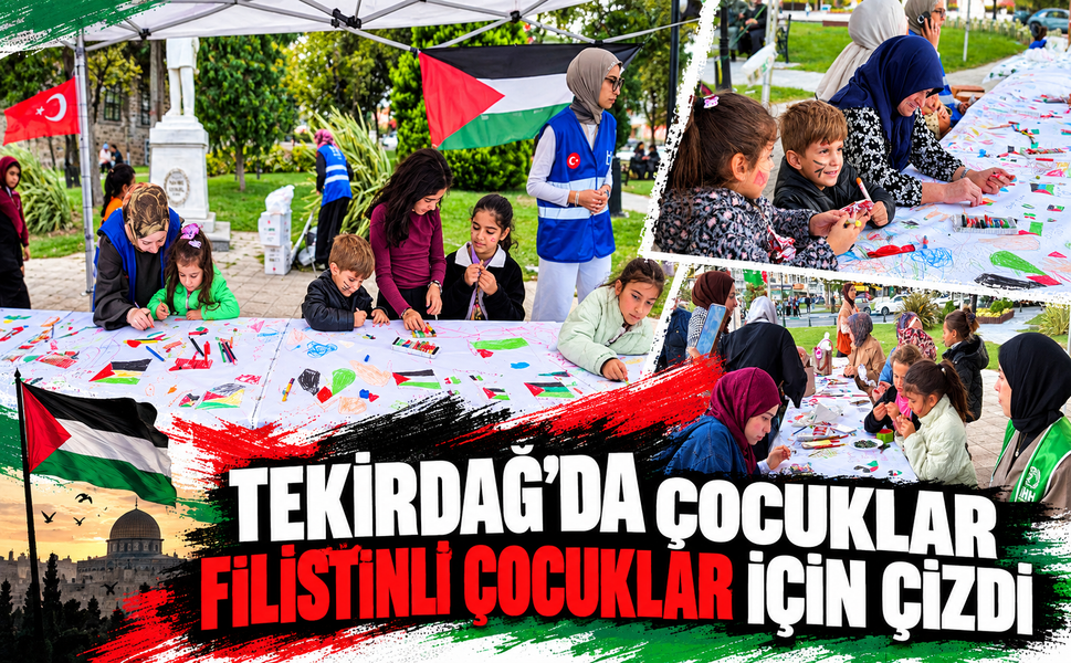 Tekirdağ’da çocuklar Filistinli çocuklar için çizdi