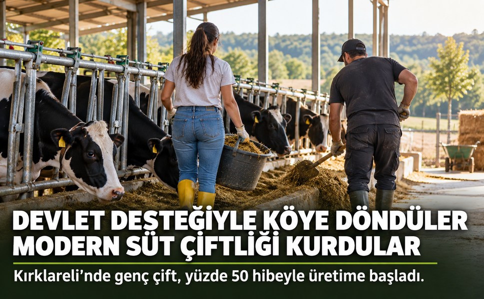 Kırklareli'nde genç çift devlet desteğiyle köye dönüp modern süt çiftliği kurdu