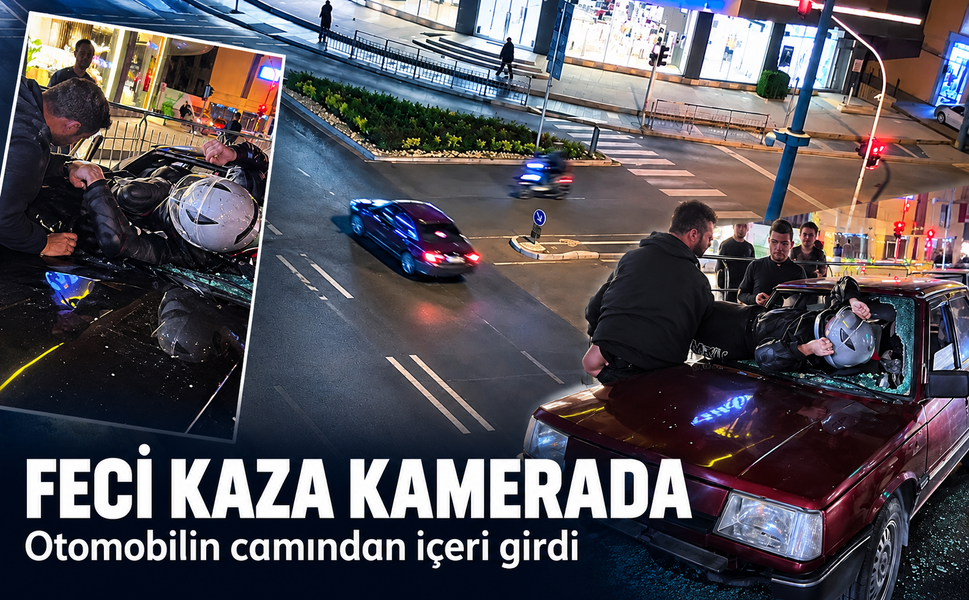 Otomobilin camından içeri girdi! Feci kaza kamerada
