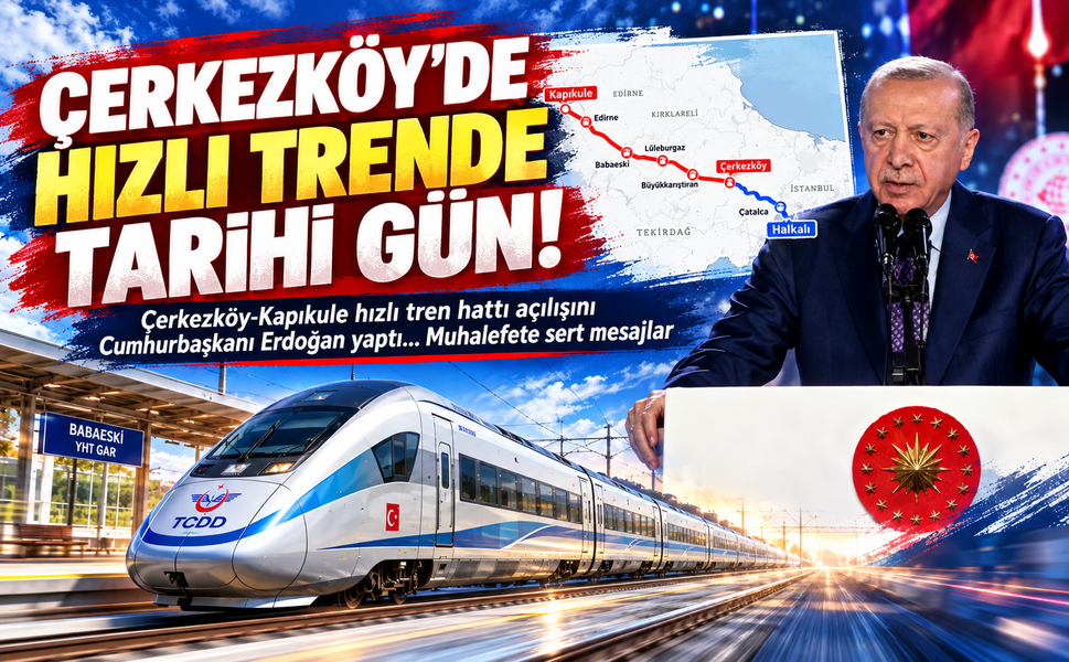 Çerkezköy'de tarihi gün! Çerkezköy-Kapıkule hızlı tren hattı açılışını Erdoğan yaptı...Muhalefete sert mesajlar