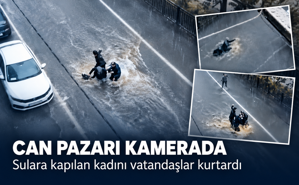 Can pazarı kamerada! Sulara kapılan kadını vatandaşlar kurtardı