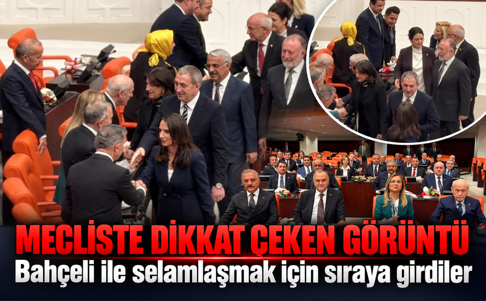 Mecliste dikkat çeken görüntü! Bahçeli ile selamlaşmak için sıraya girdiler