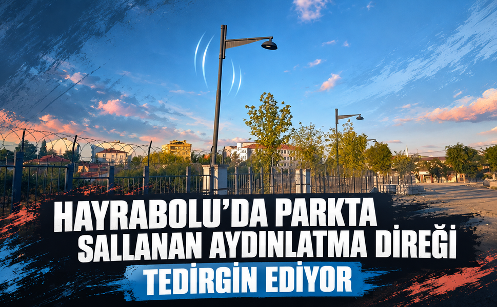 Hayrabolu’da parkta sallanan aydınlatma direği tedirgin ediyor