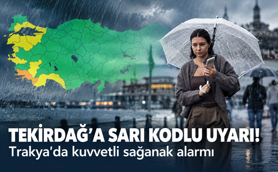 Trakya'da kuvvetli sağanak alarmı! Tekirdağ'a sarı kodlu uyarı
