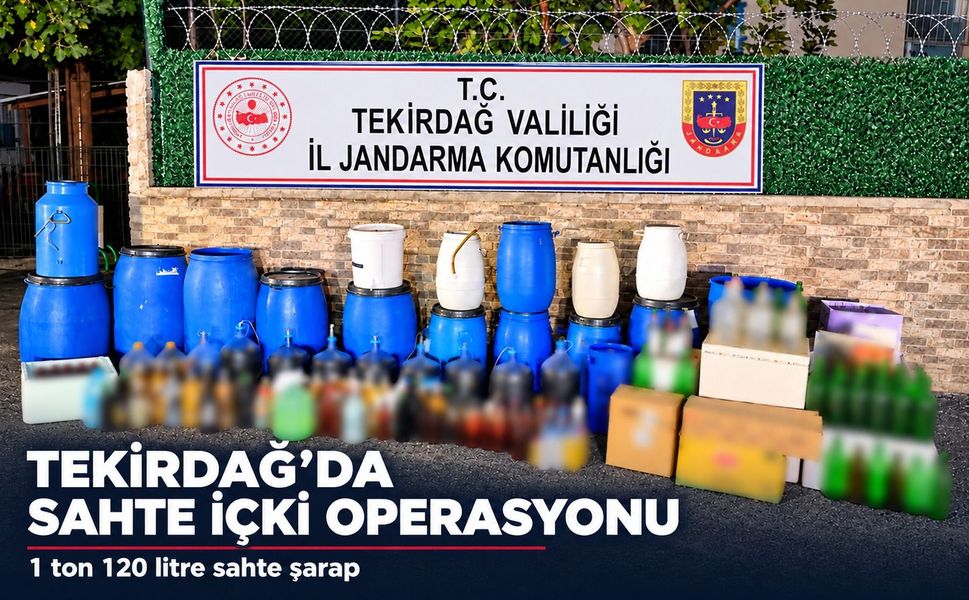 Tekirdağ'da Jandarmadan sahte içki operasyonu: 1 Ton 120 Litre sahte şarap ele geçirildi