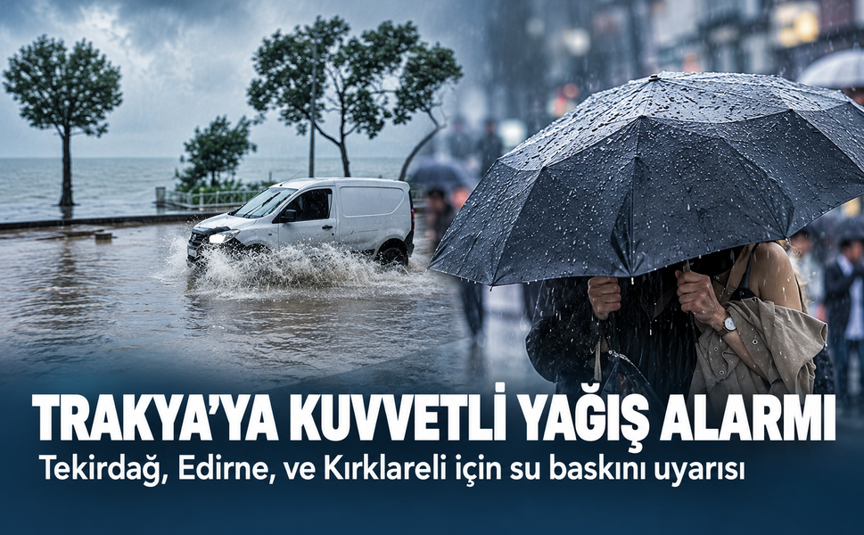 Meteoroloji'den Trakya'ya kuvvetli yağış alarmı! Tekirdağ, Edirne, ve Kırklareli için su baskını uyarısı